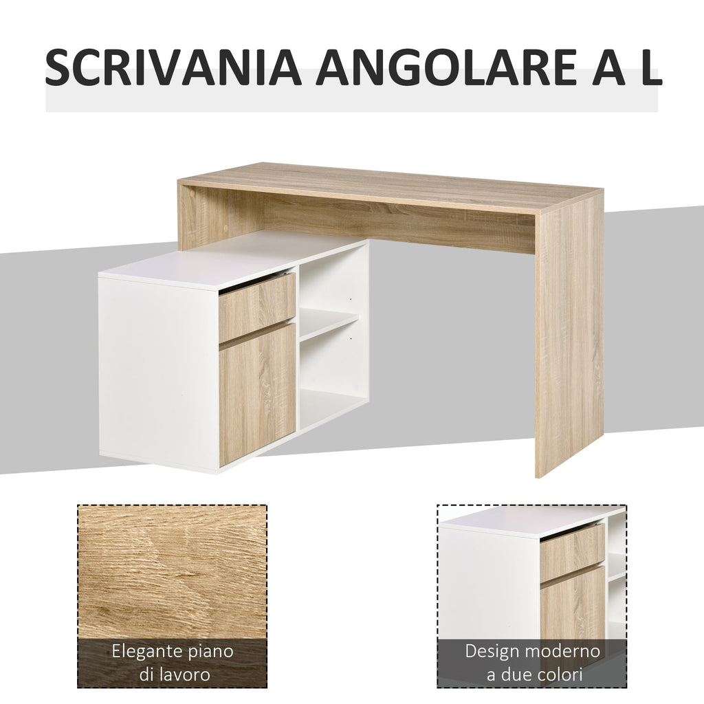 EasyComfort Scrivania Angolare Hoekbureau 120x92 cm, eik/wit