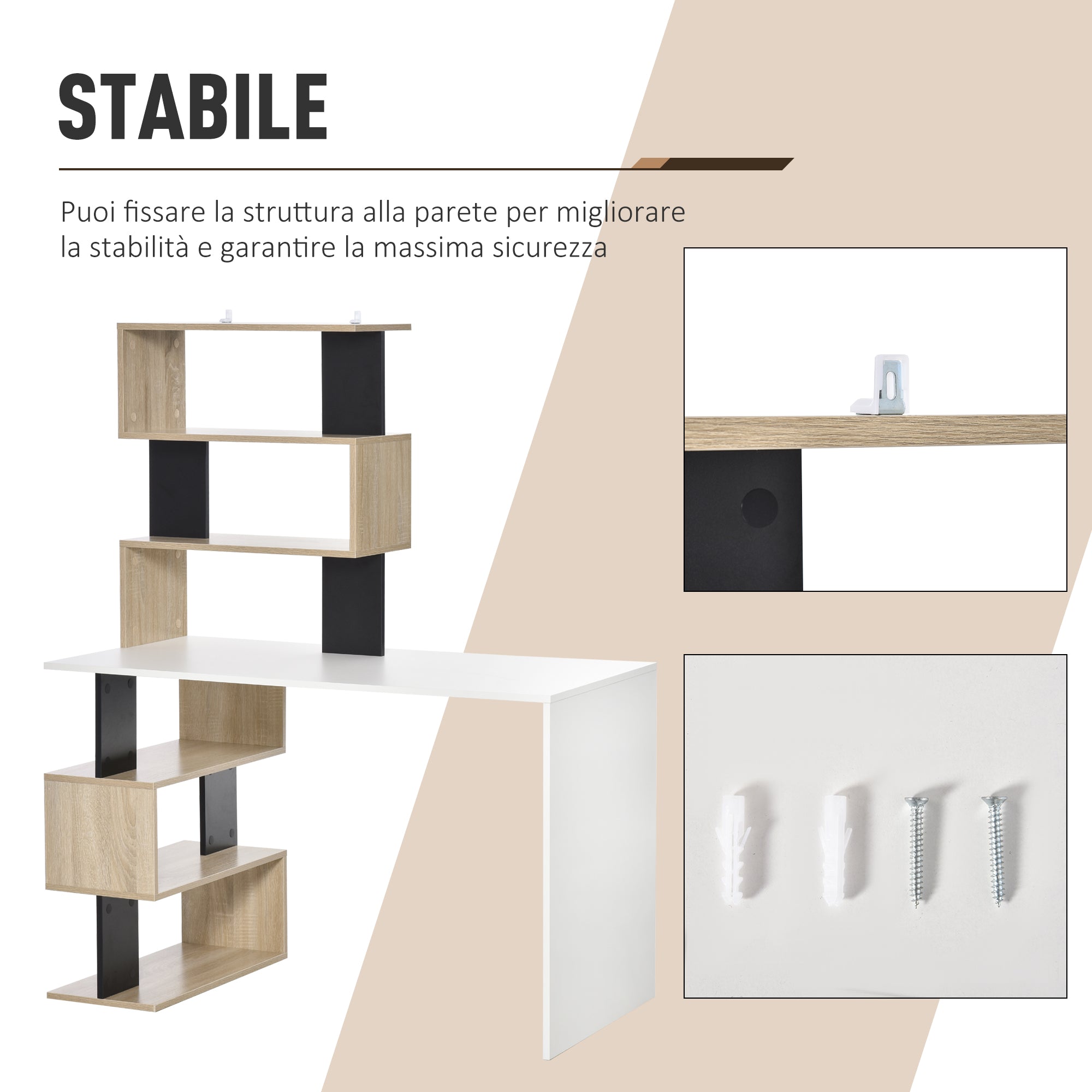EasyComfort Scrivania bureau met boekenkast 120x60x148 cm