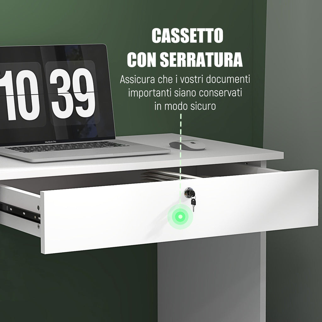 EasyComfort Scrivania Moderna bureau, 5 laden, wit 110x50x76 cm