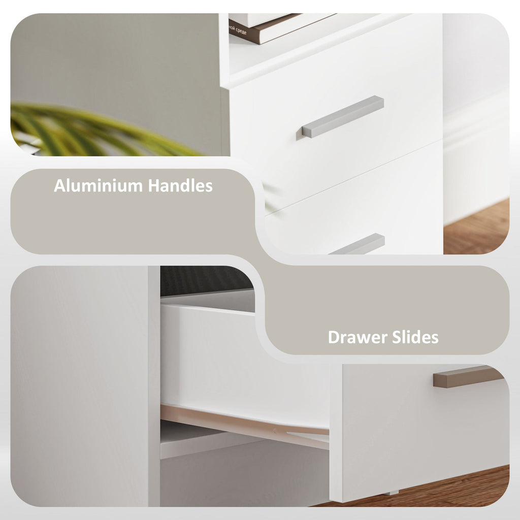EasyComfort Modern bureau 100x40x75 cm, 3 lades, wit/bruin