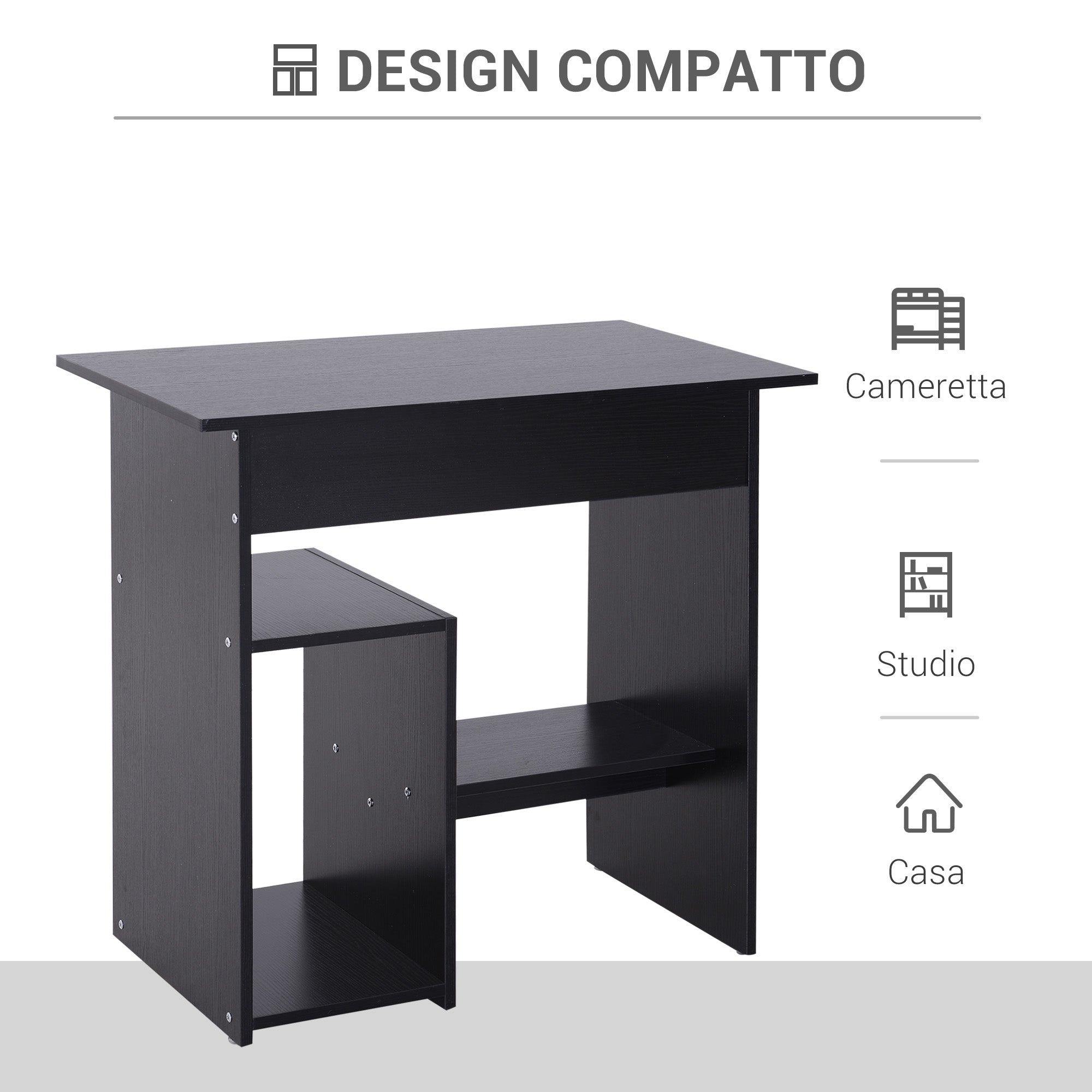 EasyComfort Modern pc-bureau 80x45x75 cm, zwart