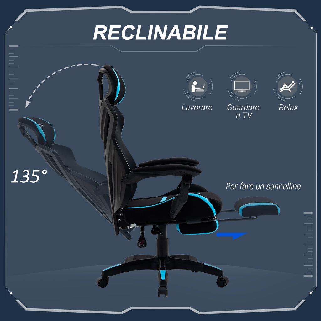 EasyComfort gamingstoel met lendensteun 65x65x119-129 cm