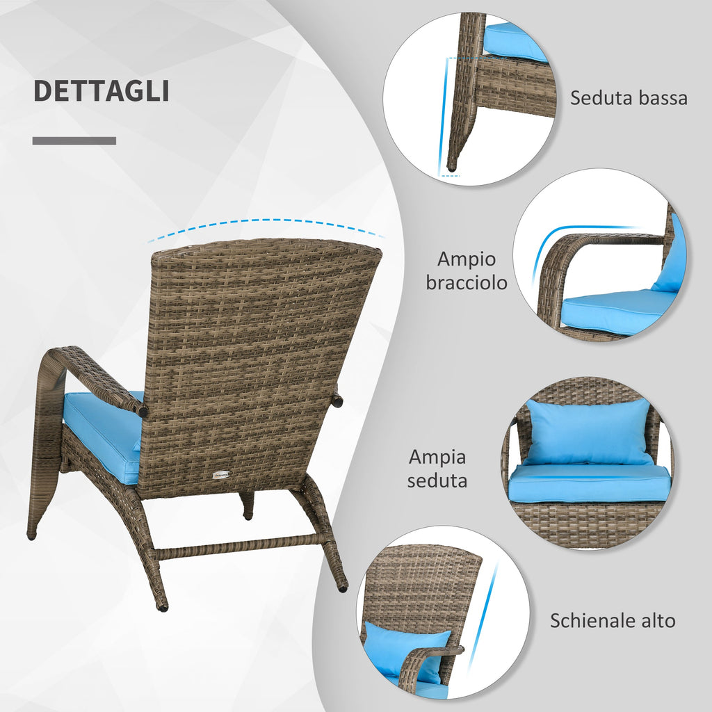 EasyComfort Adironrack Tuinstoel met armleuningen — rattan/staal, draagvermogen 160 kg