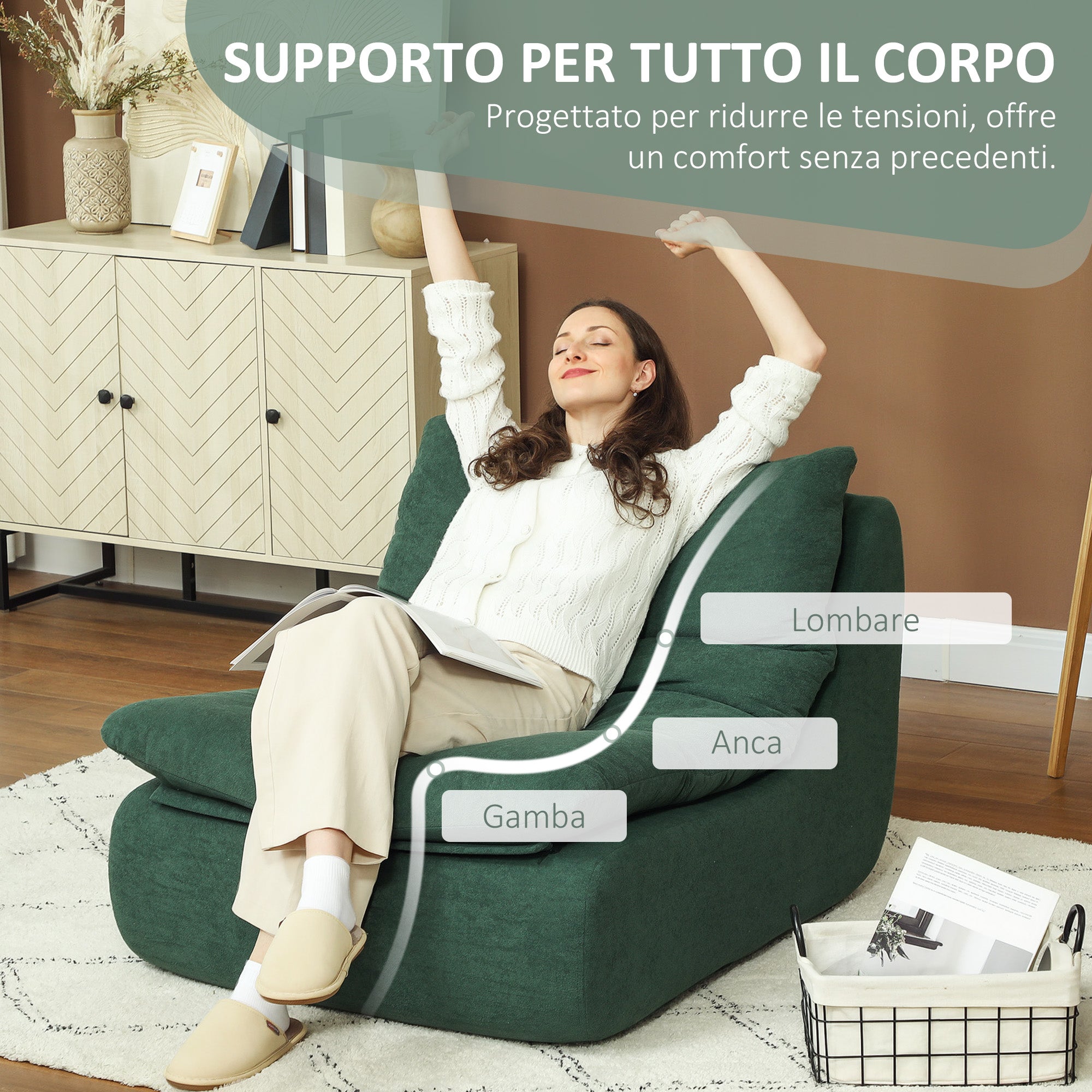 EasyComfort Vloerfauteuil gestoffeerd groen 82x103x75 cm