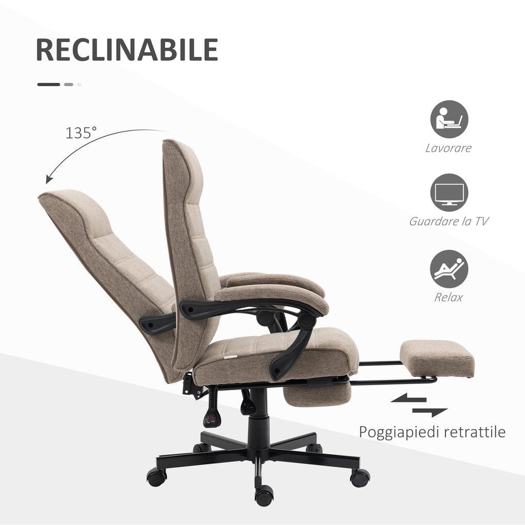 Easycomfort Sedia da Ufficio with Altezza Regolabile, Poggiapiedi Incluso e Seduta Imbottita, 68x67x106-114 cm, Marrone