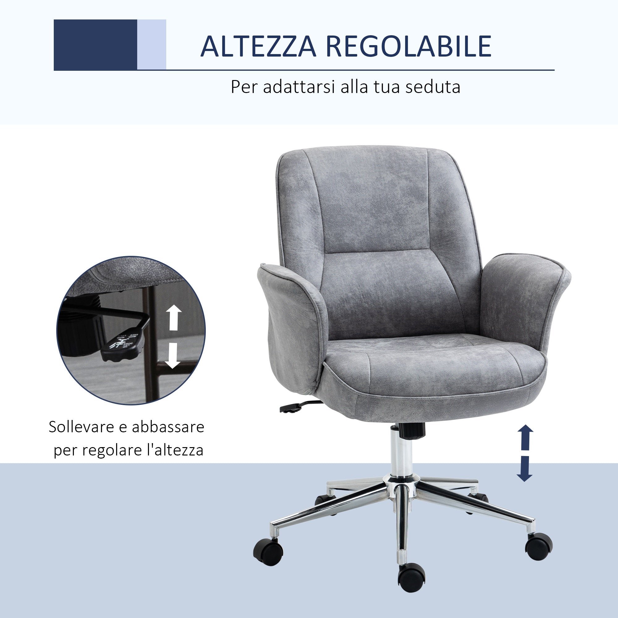 EasyComfort ergonomische bureaustoel microvezel grijs 67x69x92-102 cm