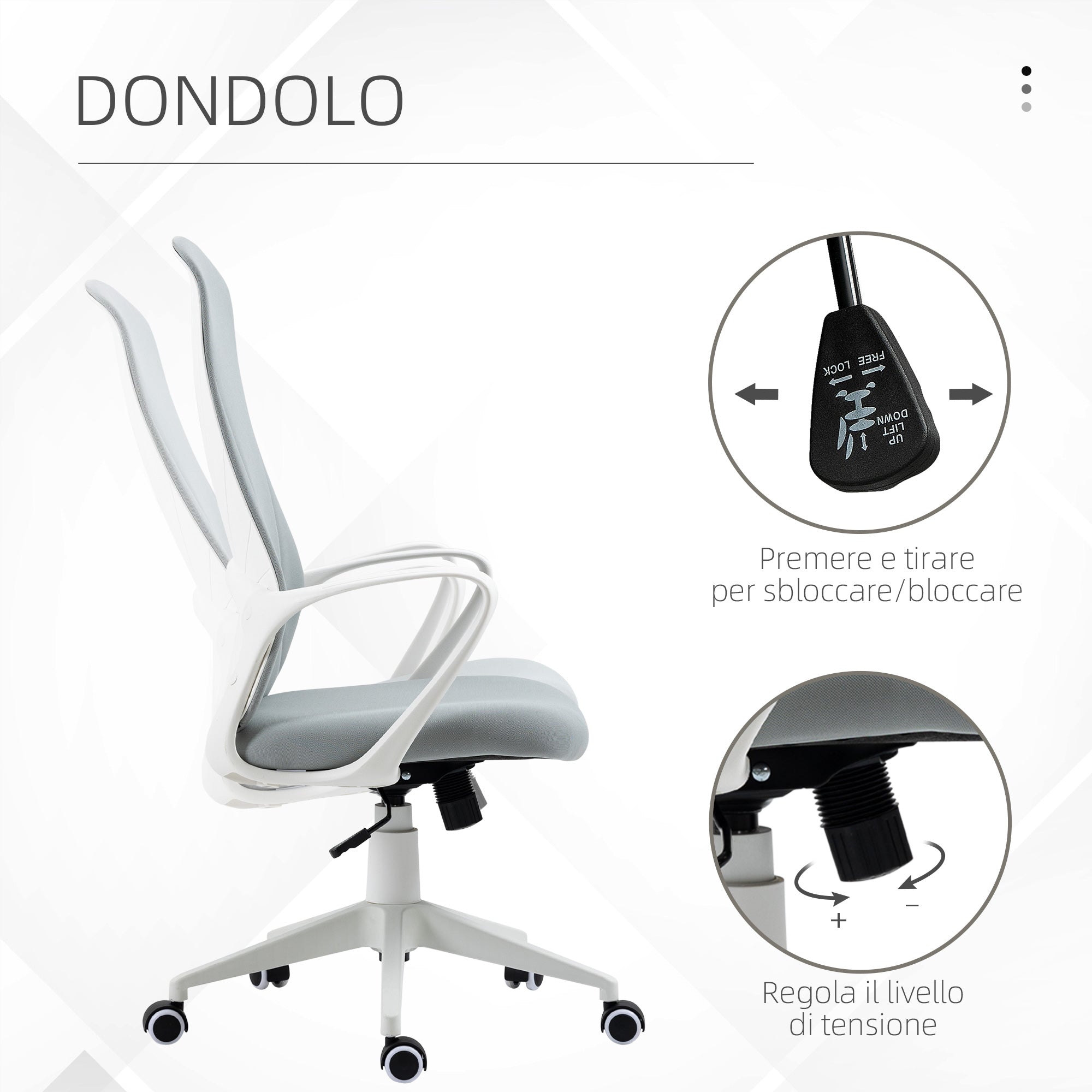 Easycomfort Sedia da Ufficio Ergonomica with Altezza Regolabile e Funzione di Inclinazione, 62x56x110-119.5 cm
