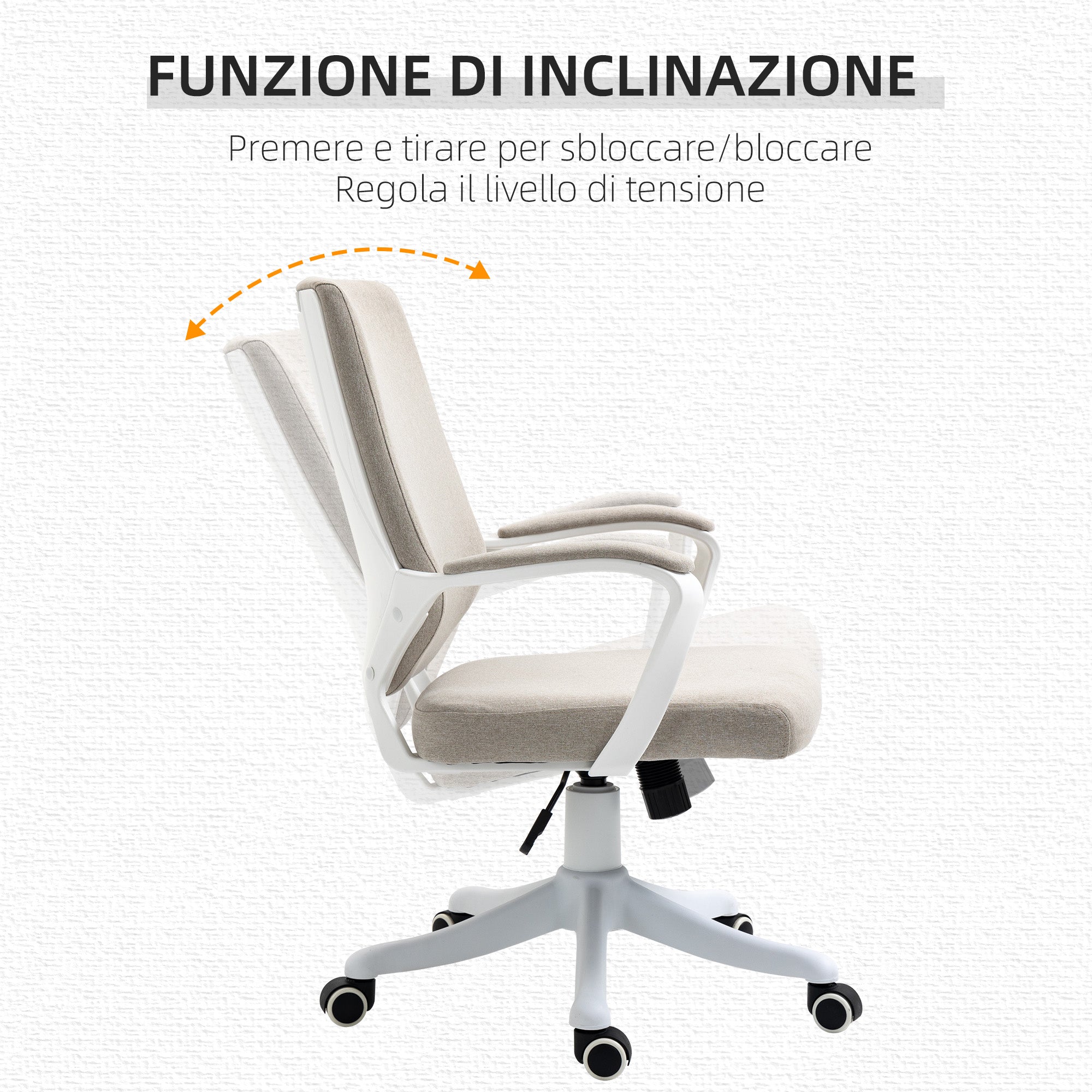 EasyComfort Sedia ergonomische bureaustoel, verstelbaar 92–100 cm, beige