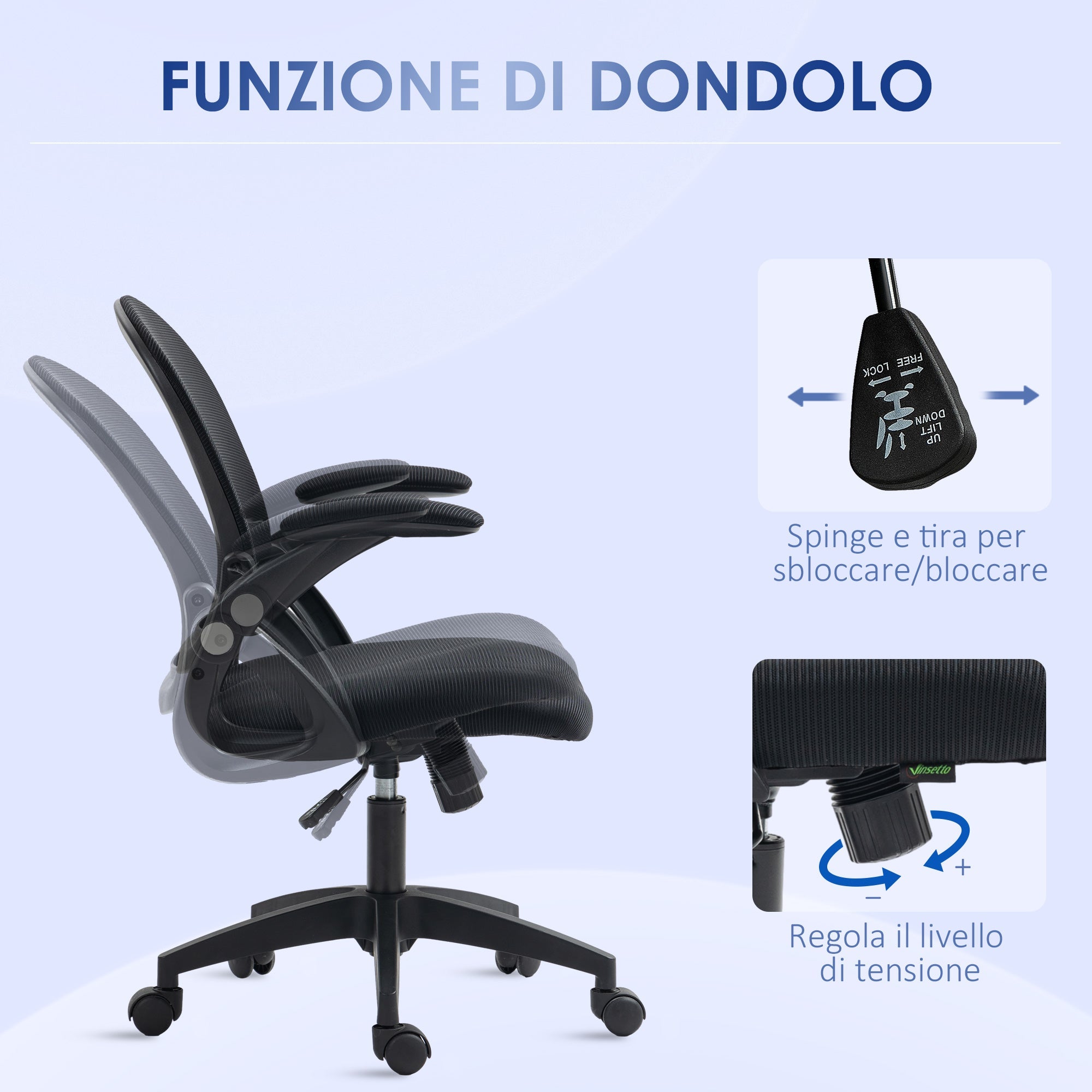 EasyComfort Ergonomische bureaustoel, verstelbaar, 65.5x61.5x88-97.5 cm, zwart