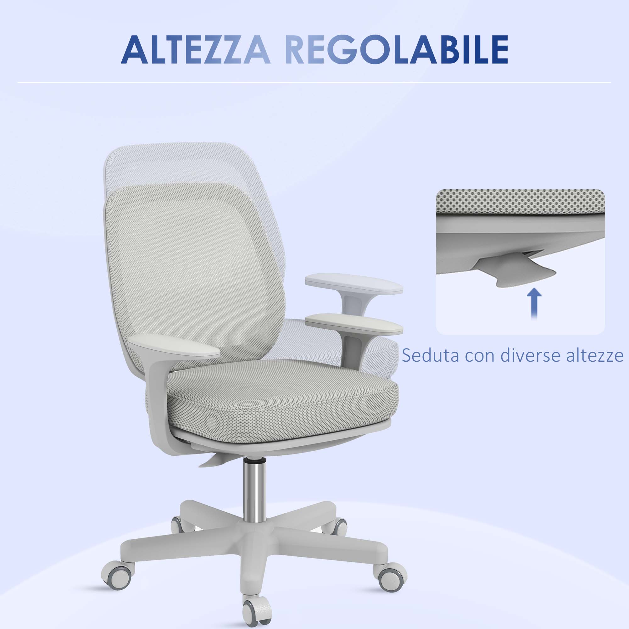 EasyComfort Ergonomische bureaustoel verstelbaar 55x48x82.5-94.5 cm, grijs