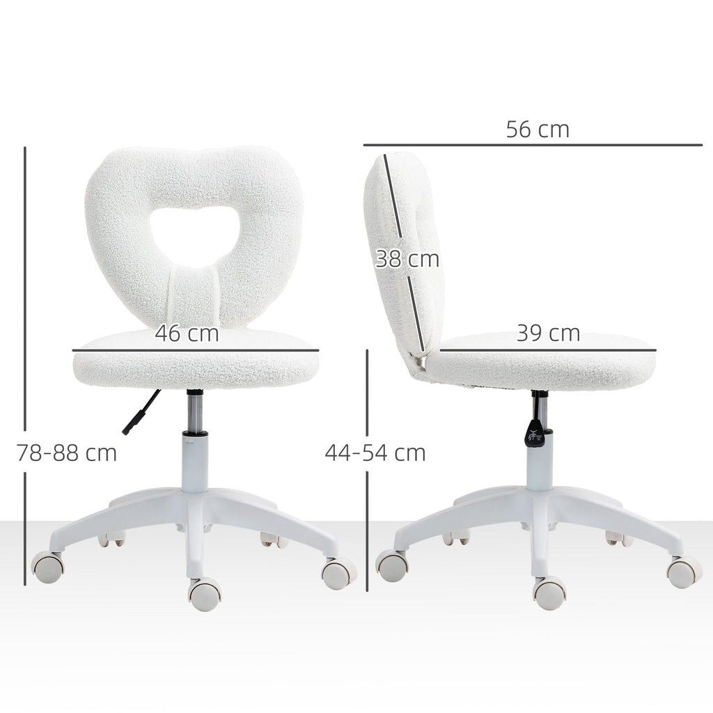 EasyComfort Bureaustoel teddyvelvet wit 45x56x78-88 cm
