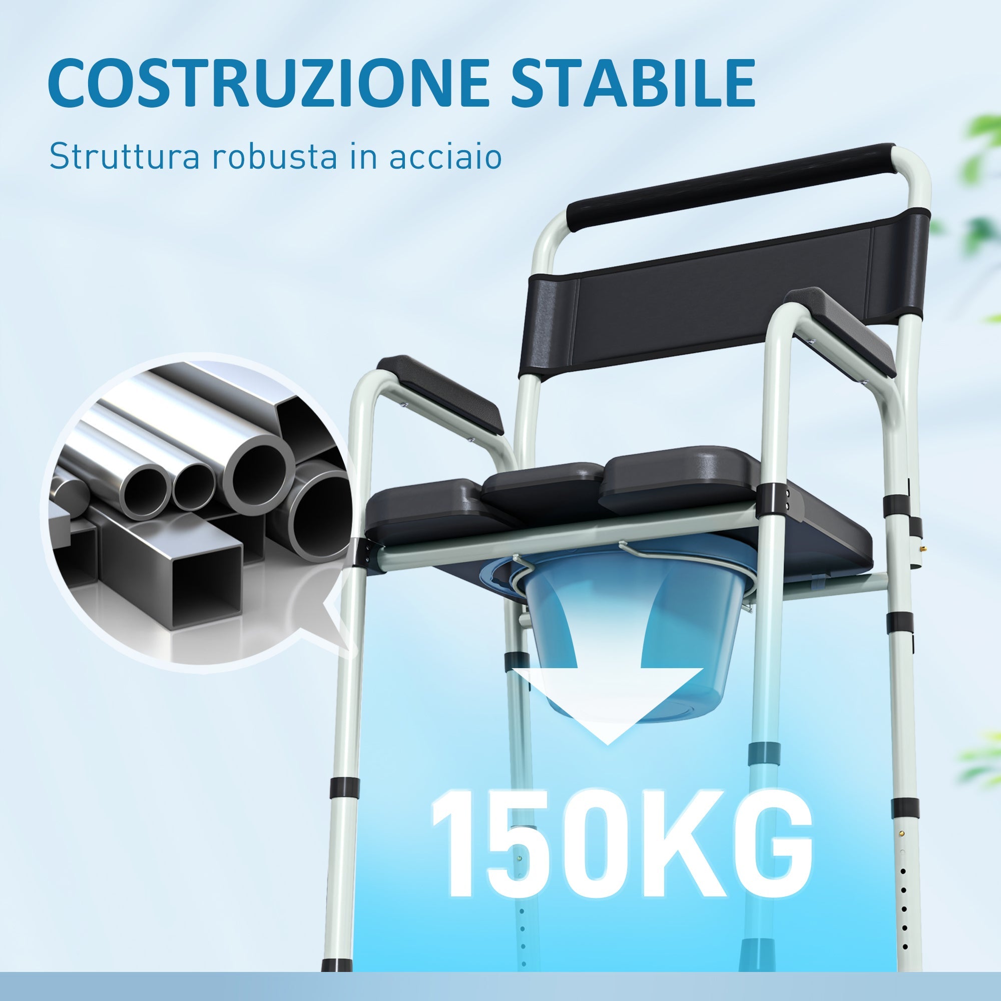 EasyComfort Sedia WC Toiletstoel inklapbaar en verstelbaar, 150 kg