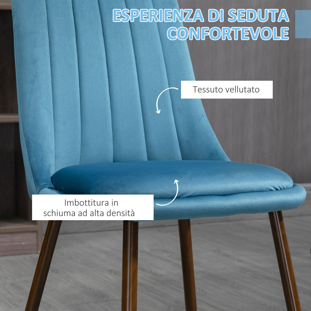 Easycomfort Sedie da Cucina Imbottite, Set 4 Pezzi in Poliestere e Acciaio, 47x55x86 cm, Blu