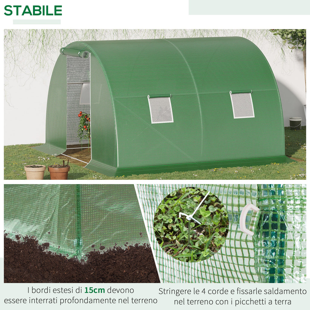 EasyComfort Tunnelkas 3x3x2 m met PE-doek en 4 ramen