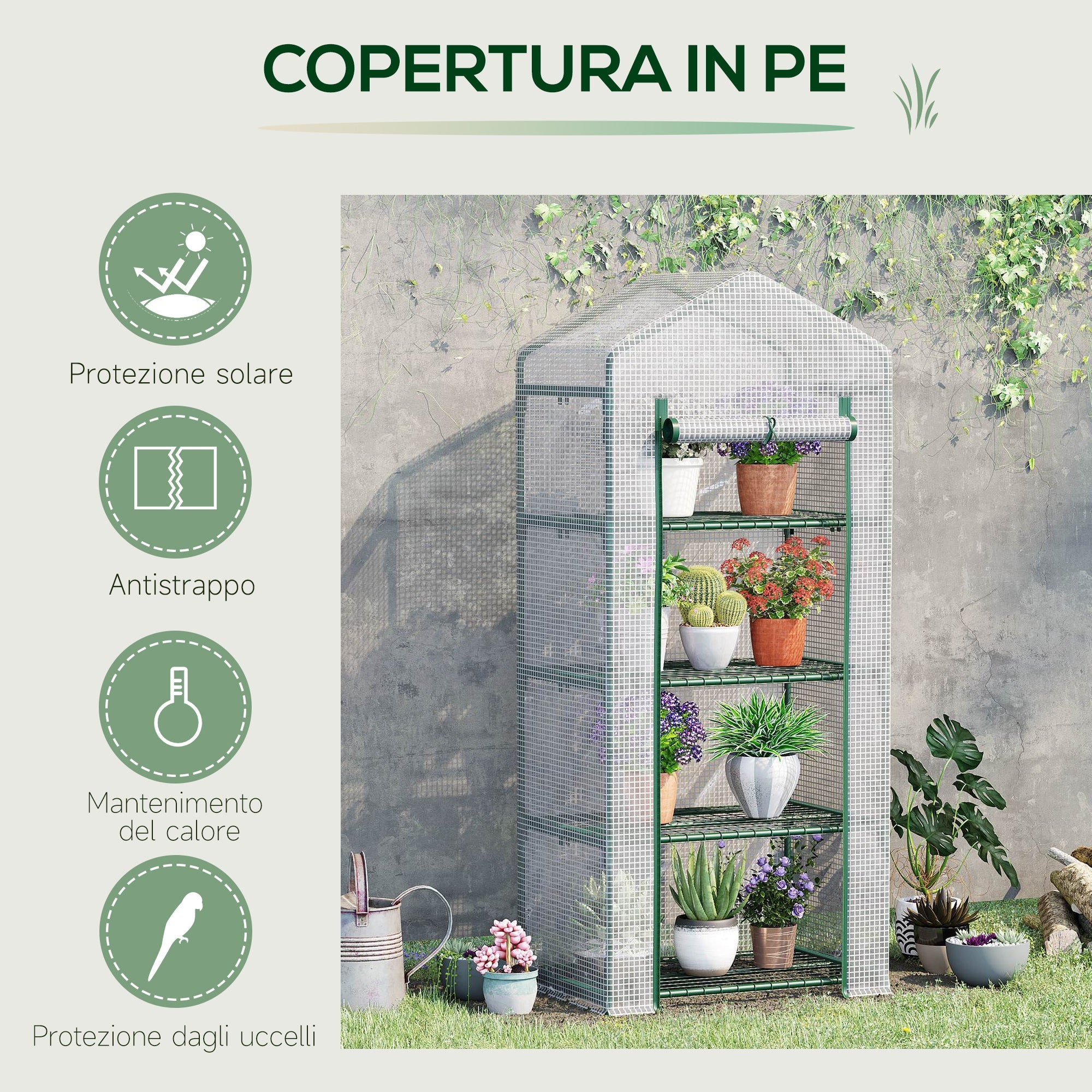 EASYCOMFORT verticale tuinkas met 4 niveaus, 70x50x160 cm