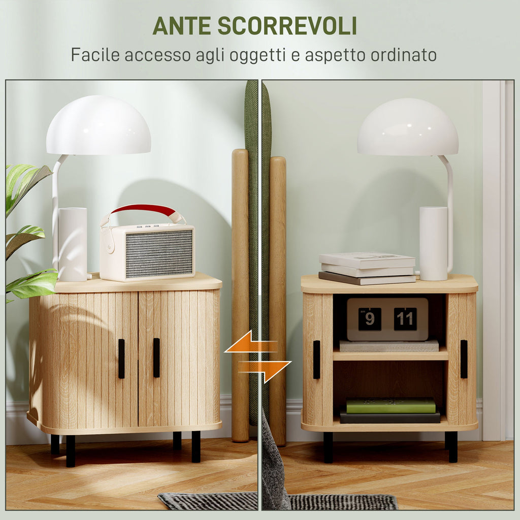 EasyComfort Set 2 Comodini in stile Nordico with Ripiano a 2 Livelli, in Legno e Acciaio, 48x40x48 cm, black e Rovere