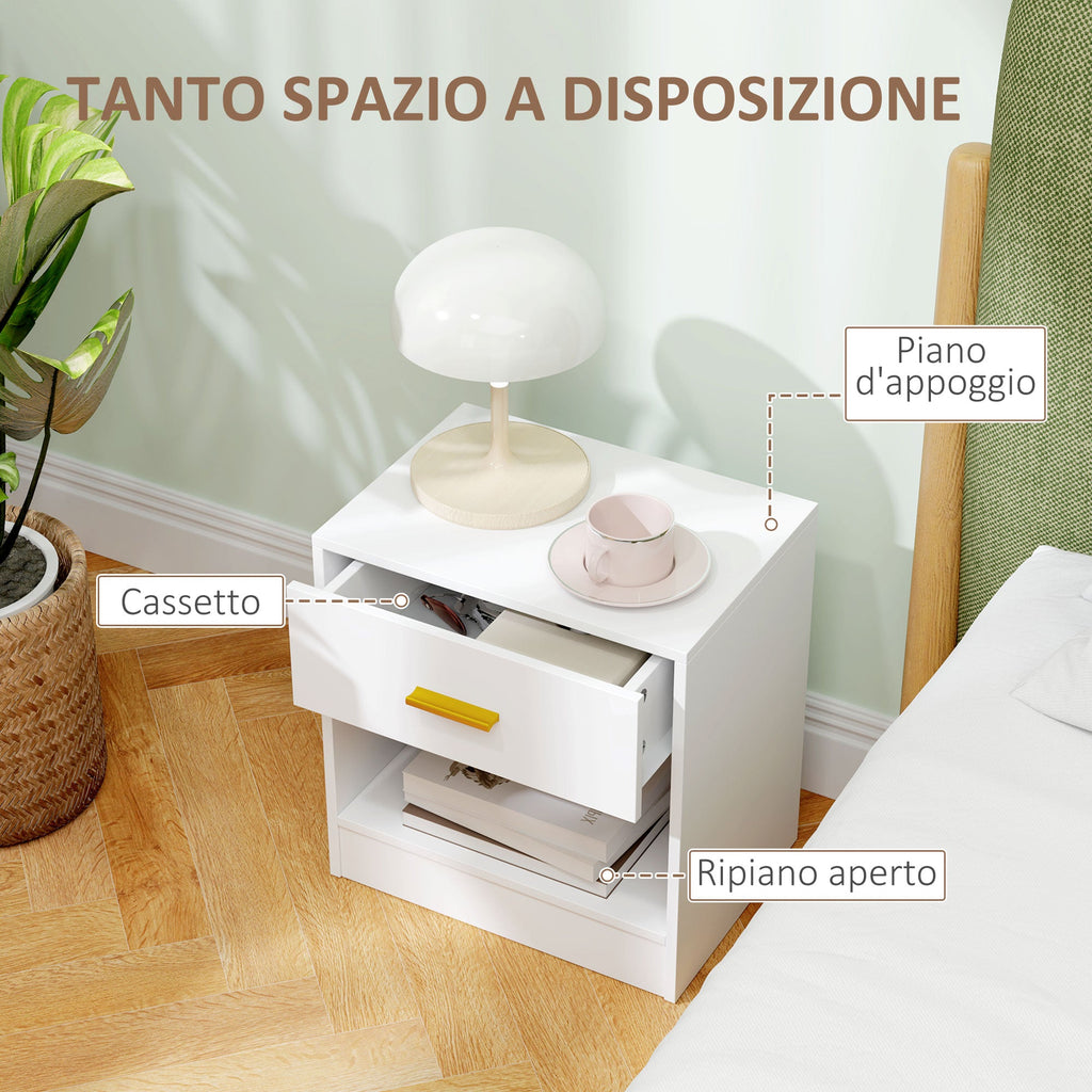 EasyComfort Set van 2 Nachtkastjes modern 39x28x41 cm wit