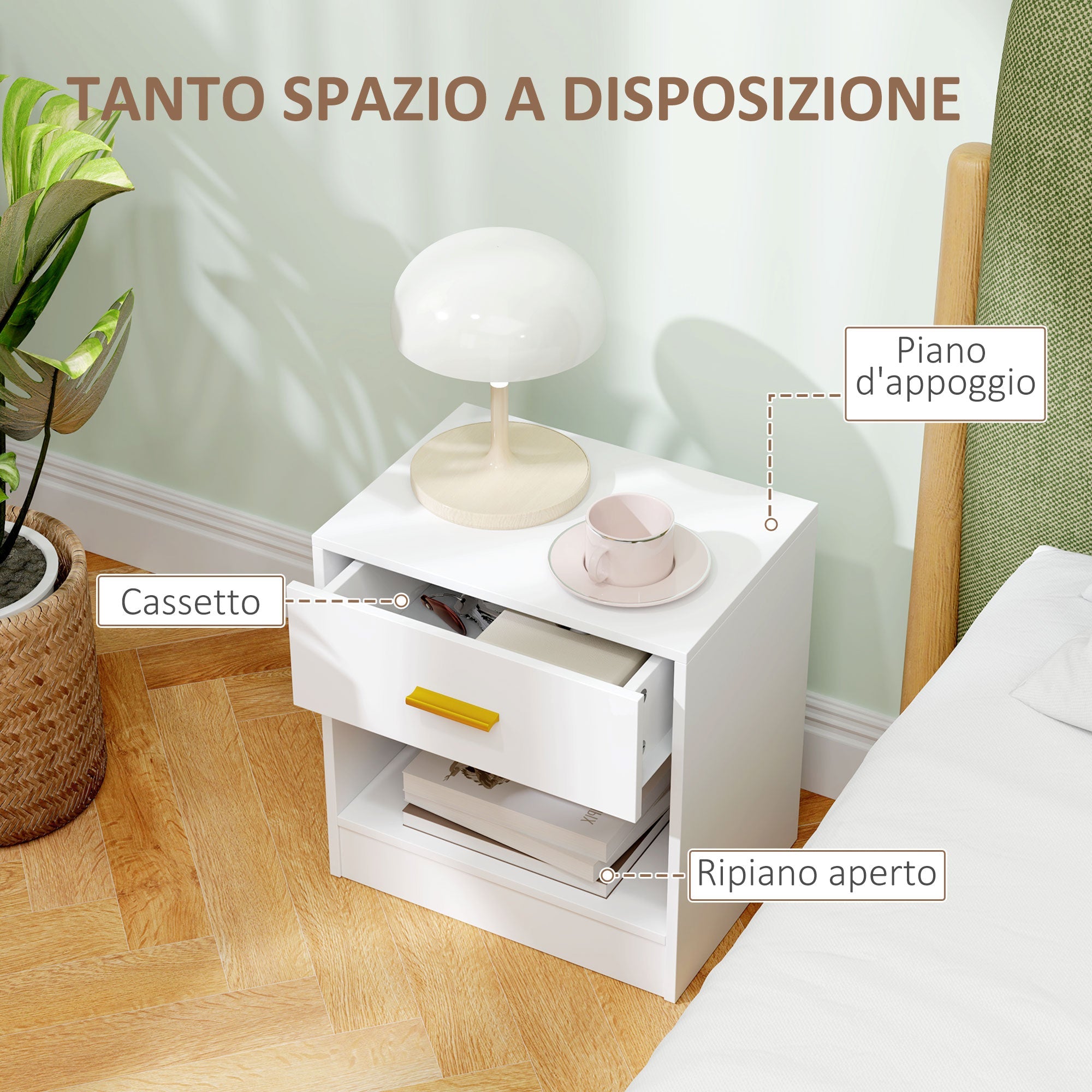 EasyComfort Set van 2 Nachtkastjes modern 39x28x41 cm wit