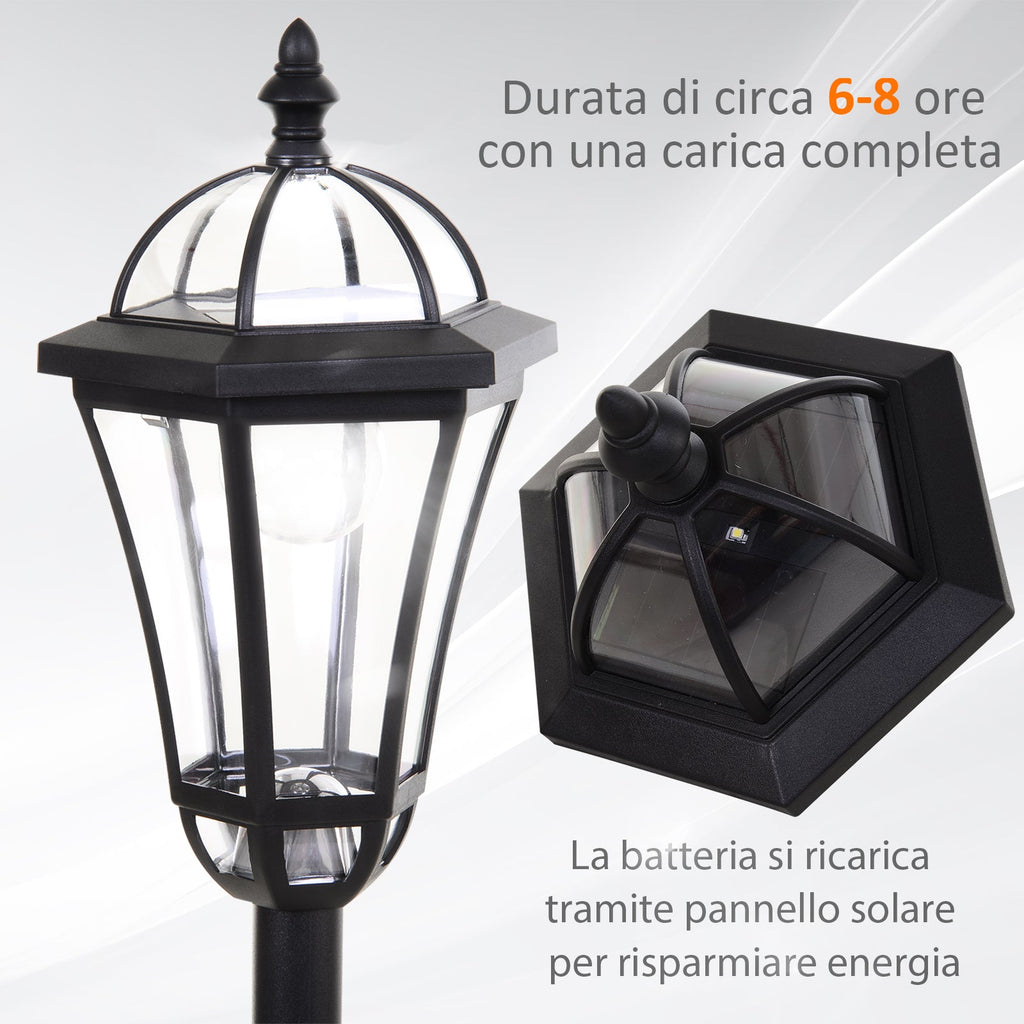 EasyComfort Set 2 zonne-tuinfakkels met 2 LED, Zwart