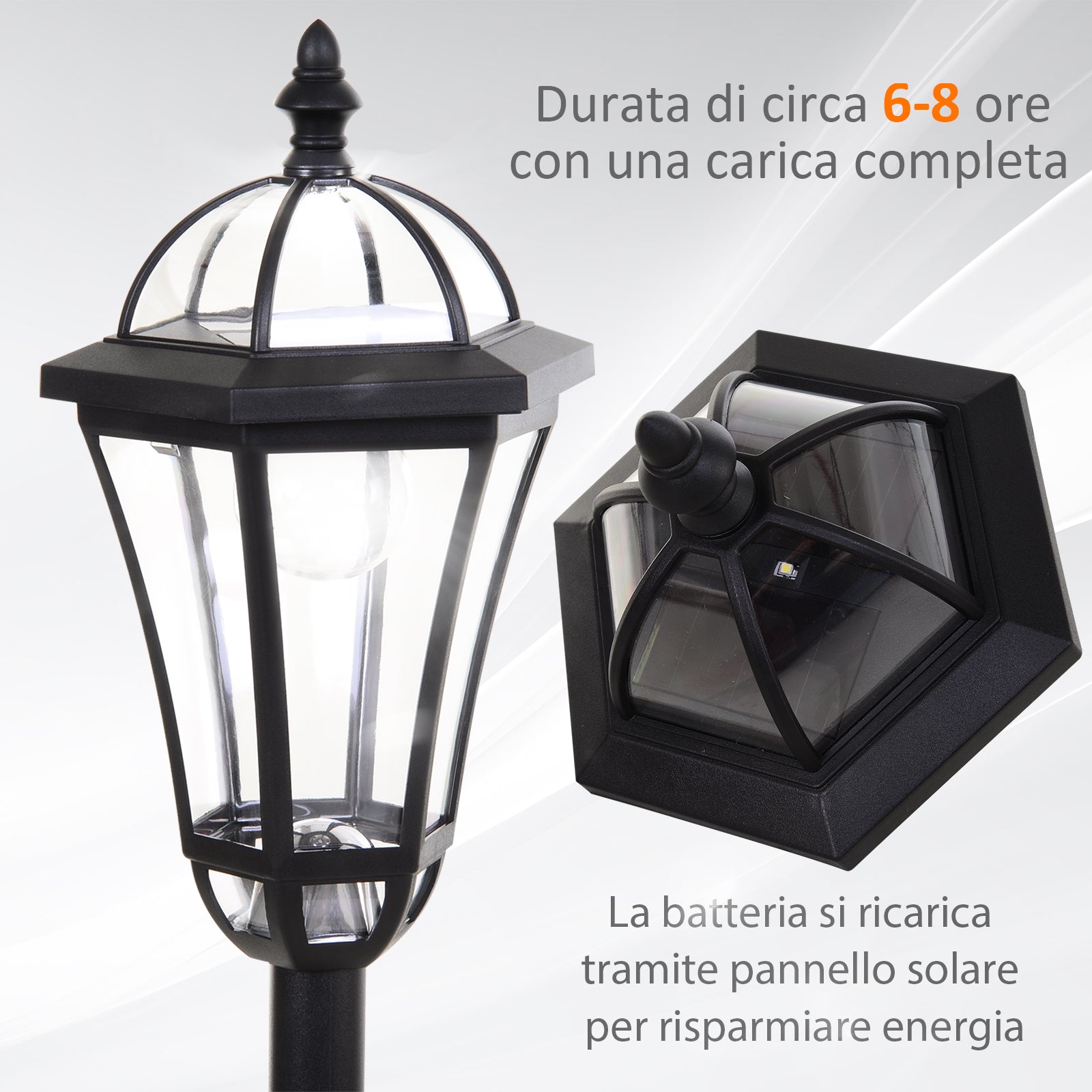 EasyComfort Set 2 zonne-tuinfakkels met 2 LED, Zwart