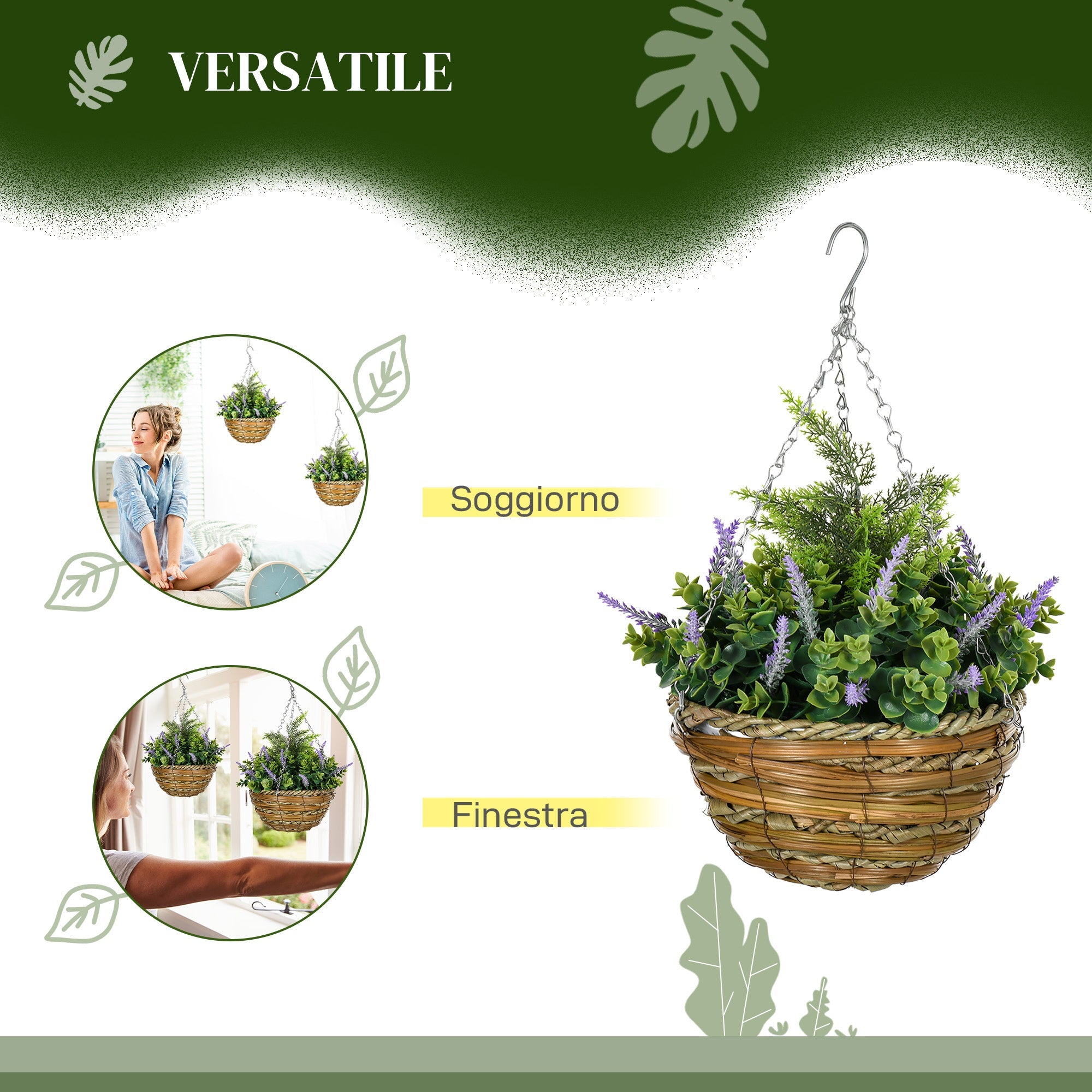 EasyComfort Set 2 kunstplanten met pot en haak