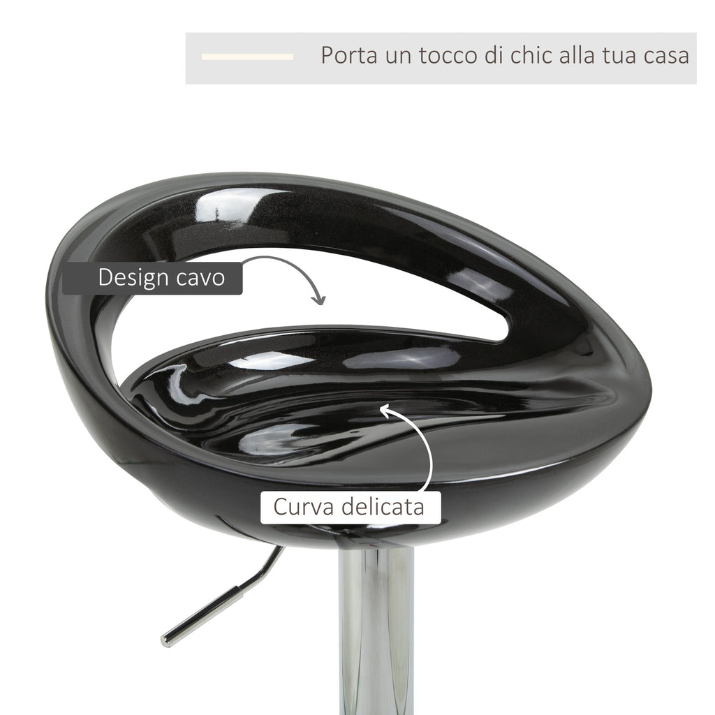 Easycomfort Set 2 Sgabelli da Bar Alti, Sgabelli Girevoli a 360°, with Schienale e Poggiapiedi, Altezza Regolabile, Base in Acciaio, per Sala da Pranzo e Cucina, 46x41x76-96cm, black