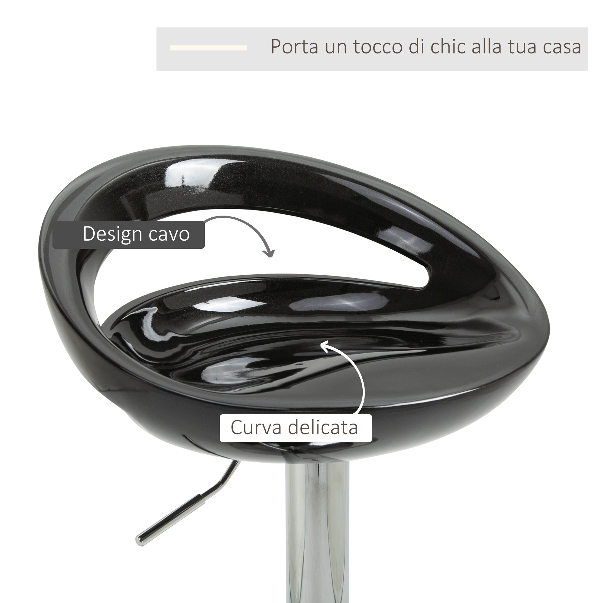 Easycomfort Set 2 Sgabelli da Bar Alti, Sgabelli Girevoli a 360°, with Schienale e Poggiapiedi, Altezza Regolabile, Base in Acciaio, per Sala da Pranzo e Cucina, 46x41x76-96cm, black