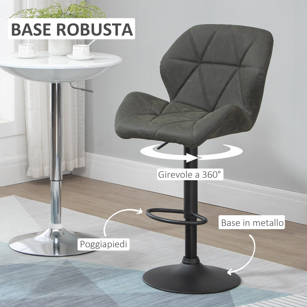 EasyComfort Set 2 Sgabelli Alti da Cucina Moderni with Schienale e Poggiapiedi, da Bar di Design with Base Rotonda, in Similpelle, Verde