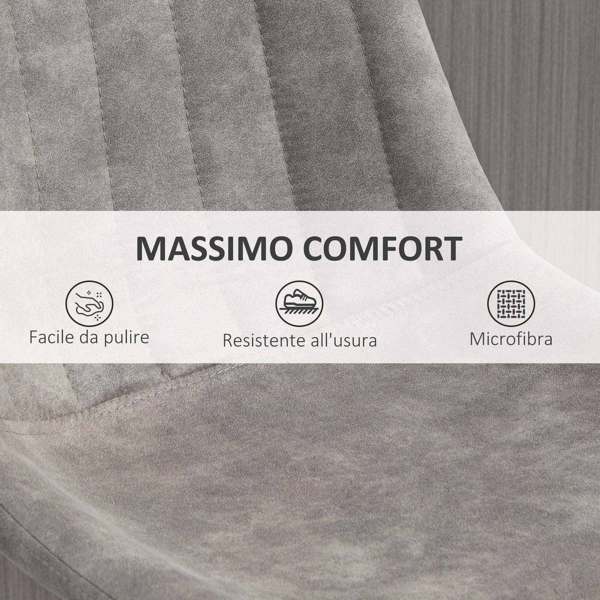 EasyComfort set van 2 barkrukken met rugleuning, hoogteverstelbaar, grijs