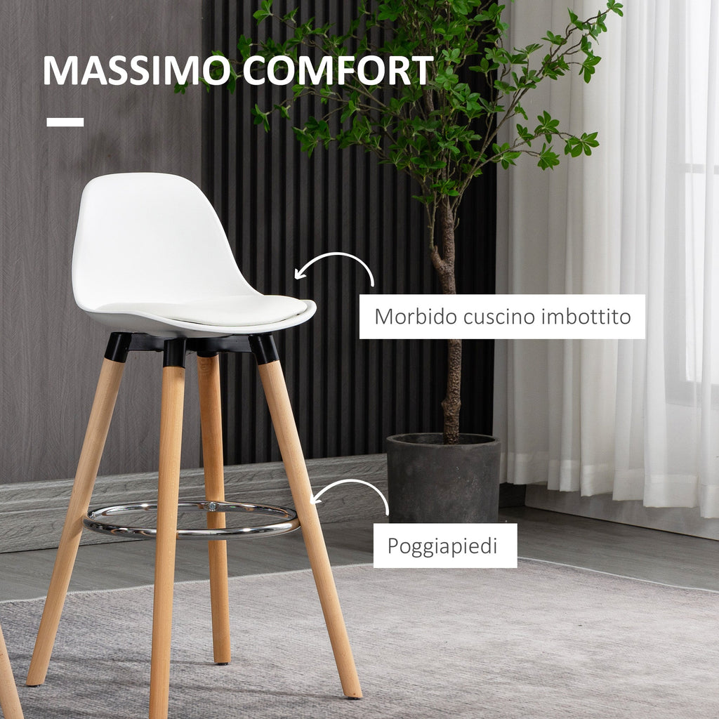 EasyComfort Set van 2 barkrukken Nordic stijl, wit