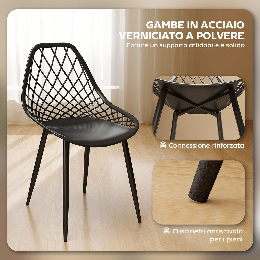 EasyComfort Set 4 moderne eetkamerstoelen, zwart