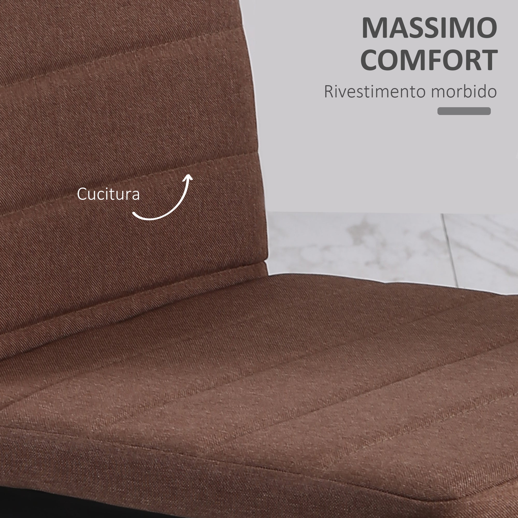 Easycomfort Set 4 Sedie Imbottite per Soggiorno o Sala da Pranzo, Sedie da Cucina Moderne, in Metallo e Tessuto Cachi