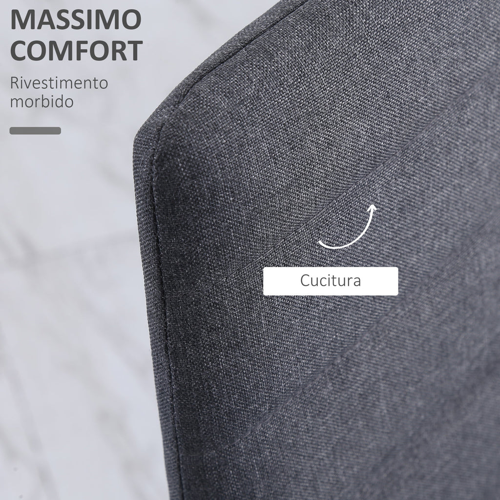 EasyComfort Set 4 Sedie per Soggiorno Imbottite in Tessuto, Sedie Sala da Pranzo Moderne with Gambe in Metallo, Capacità 120 kg, Grigio