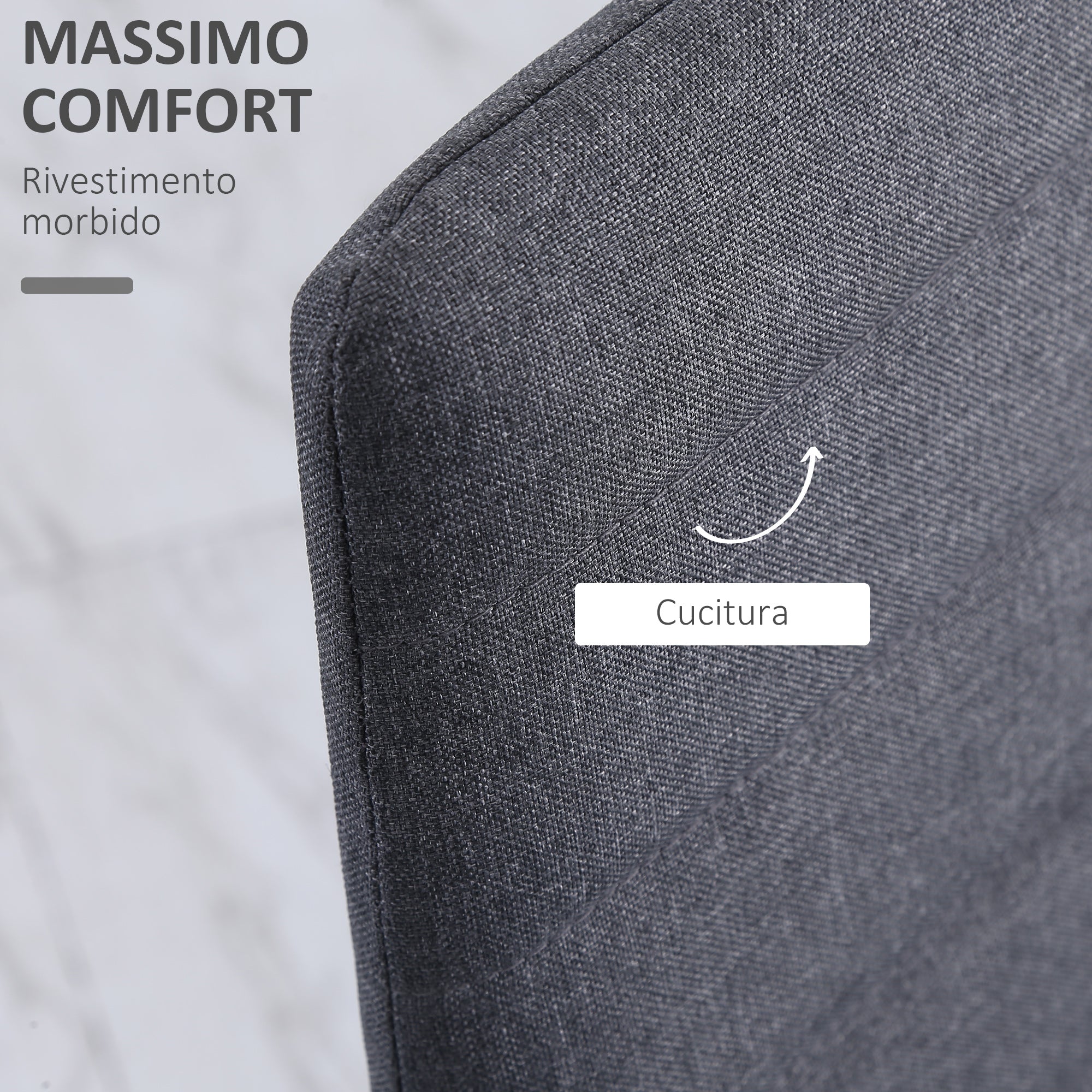 EasyComfort Set 4 Sedie per Soggiorno Imbottite in Tessuto, Sedie Sala da Pranzo Moderne with Gambe in Metallo, Capacità 120 kg, Grigio