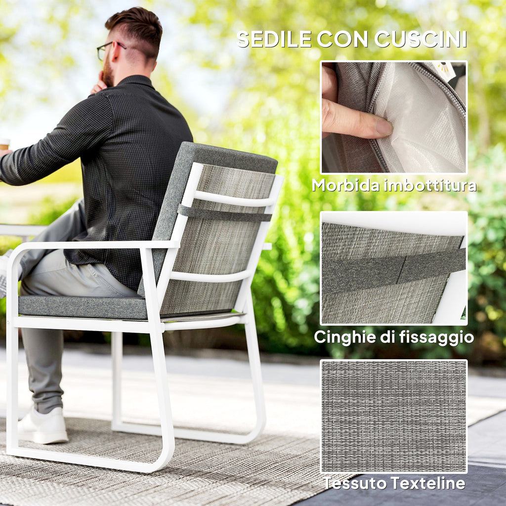 EasyComfort Set 3-delig tuinset met 2 stoelen en tafel, wit