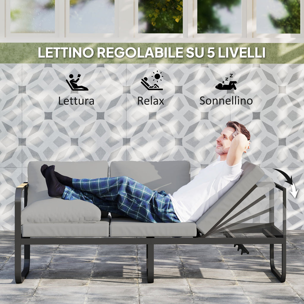 EasyComfort Set 3-delig tuinmeubelset met 3-zits bank (chaise longue)