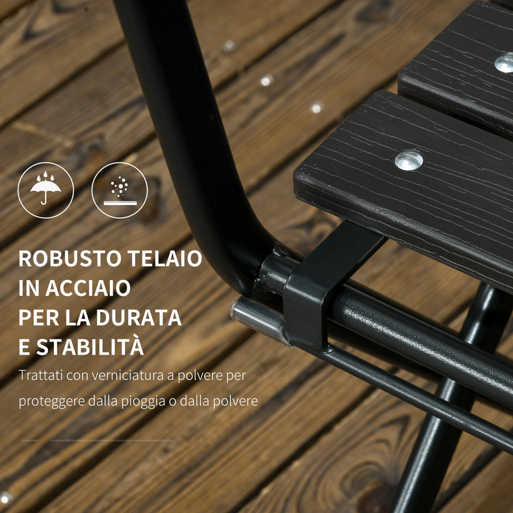 EasyComfort 3-delige tuinset met inklapbare tafel en 2 stoelen - donkergrijs