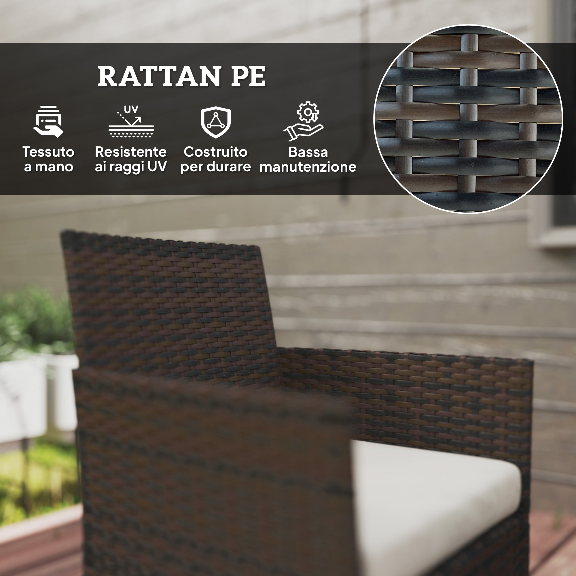 EasyComfort 4-delige tuinset – 2-zits bank, 2 stoelen en salontafel