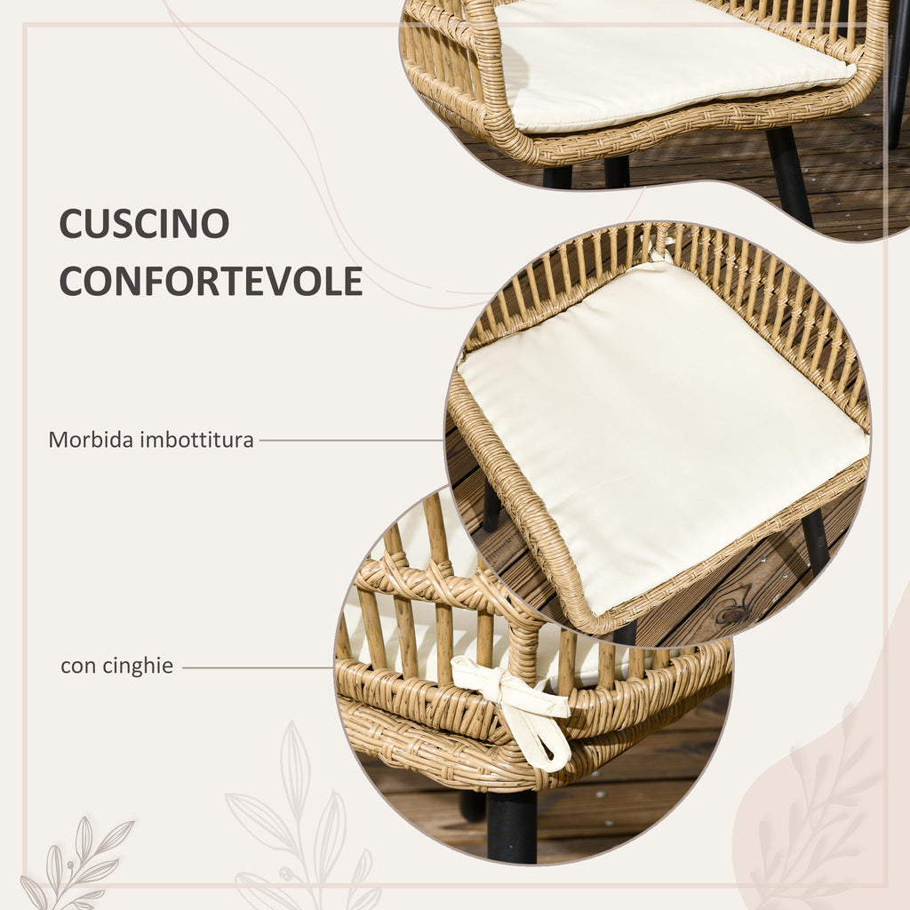 EasyComfort 7-delige tuinset rattan PE met eettafel 153x89x74 cm en 6 stoelen