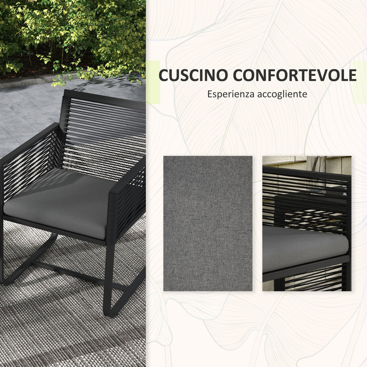 EasyComfort Tuinset rattan 2 fauteuils + salontafel (zwart)
