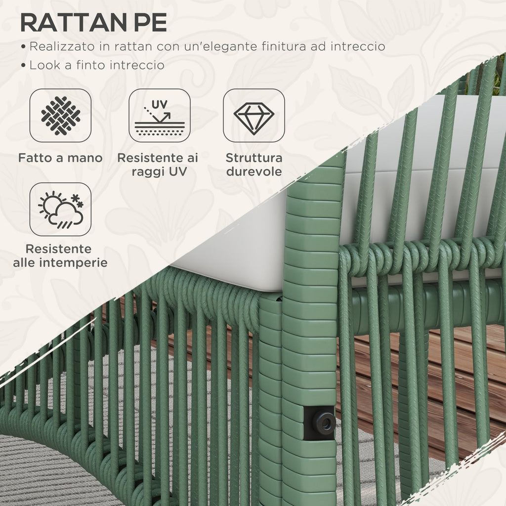 EasyComfort 4-delige rattan tuinset, groen
