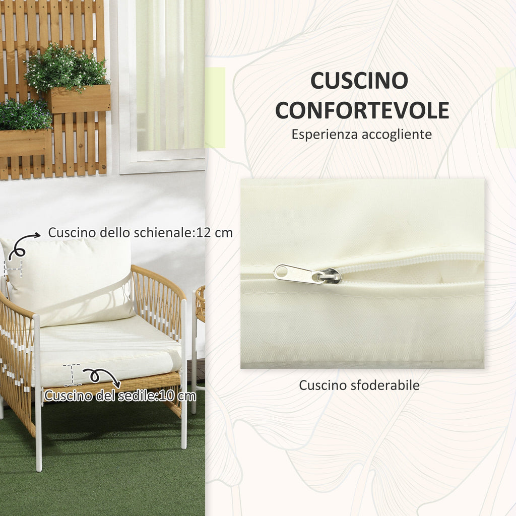 EasyComfort Boho tuinset rattan 2 stoelen + rond tafeltje, geel