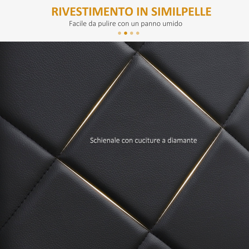 Easycomfort Set di 4 Sedie da Pranzo with Schienale Alto in Finta Pelle e Acciaio, 41x50x97cm, black