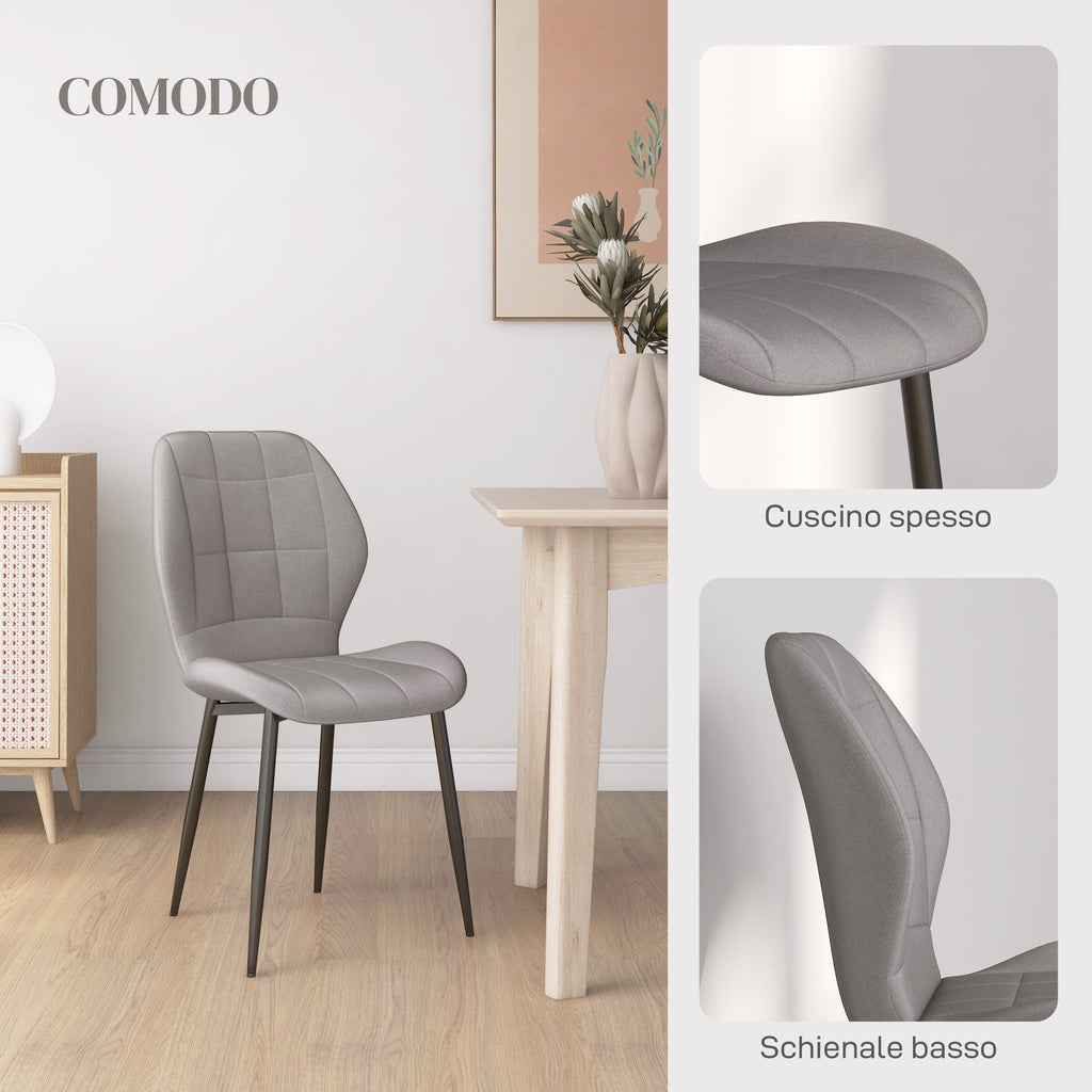 EasyComfort Set di 4 Sedie da Pranzo Moderne per Cucina e Soggiorno with Rivestimento in Flanella, Grigio