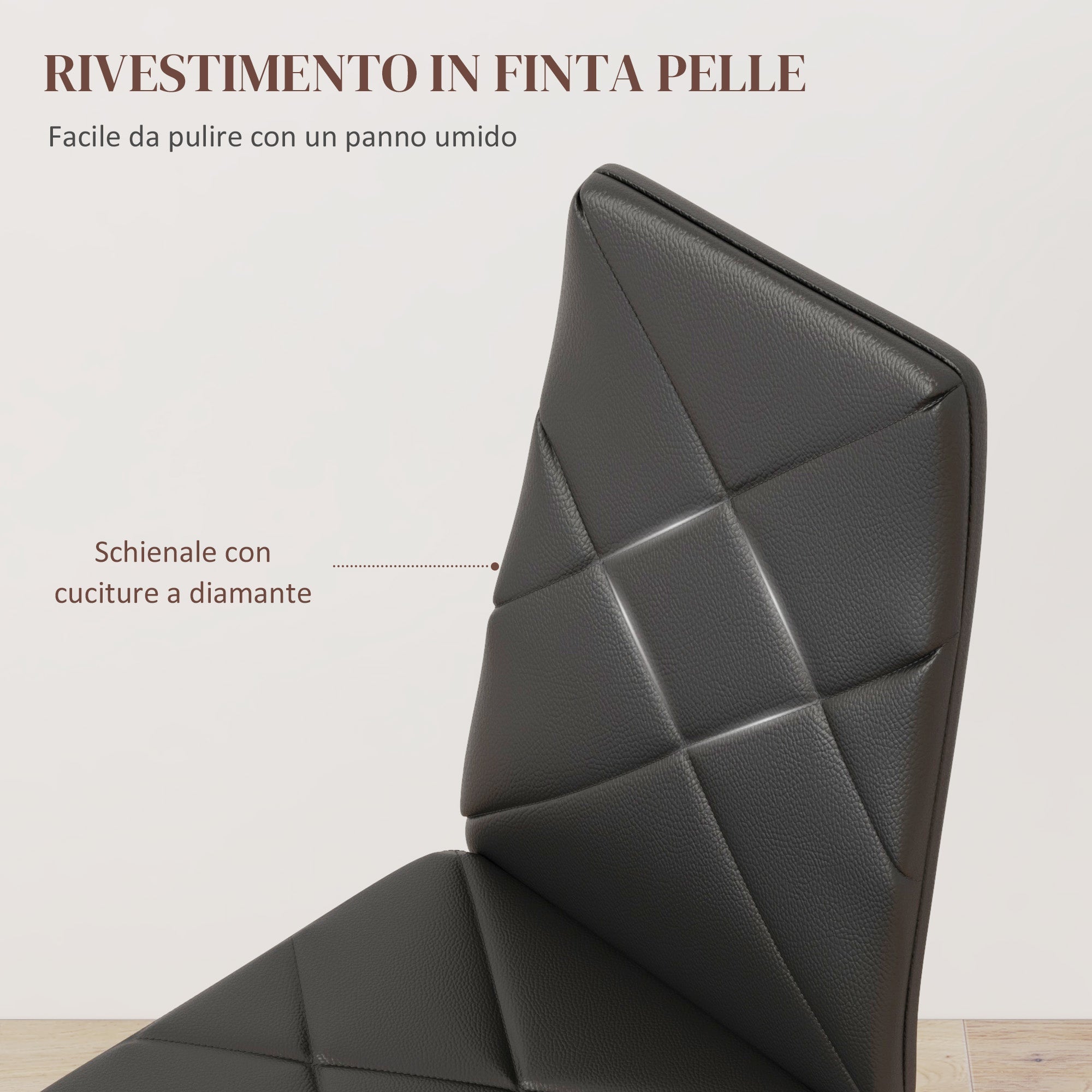 EasyComfort Set van 6 eetkamerstoelen hoge rug 41x50x97 cm, zwart