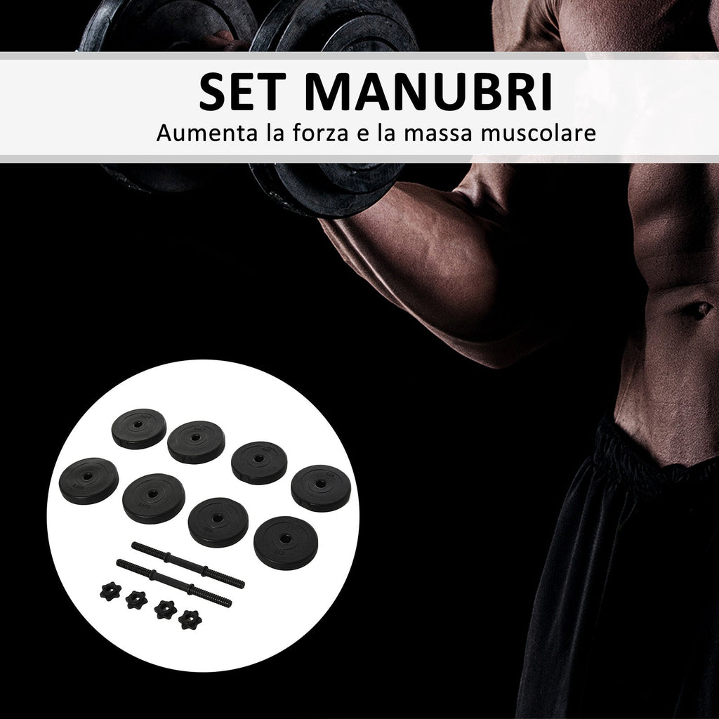 Easycomfort Set Manubri Palestra 20kg (4x2.5kg, 4x2kg) with 8 Dischi da 2kg, 2.5kg, Ø25mm, per Allenamento a Casa