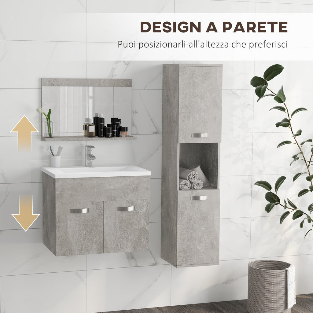 EasyComfort Badkamermeubelset 4-delig met wastafel 60 cm, grijs