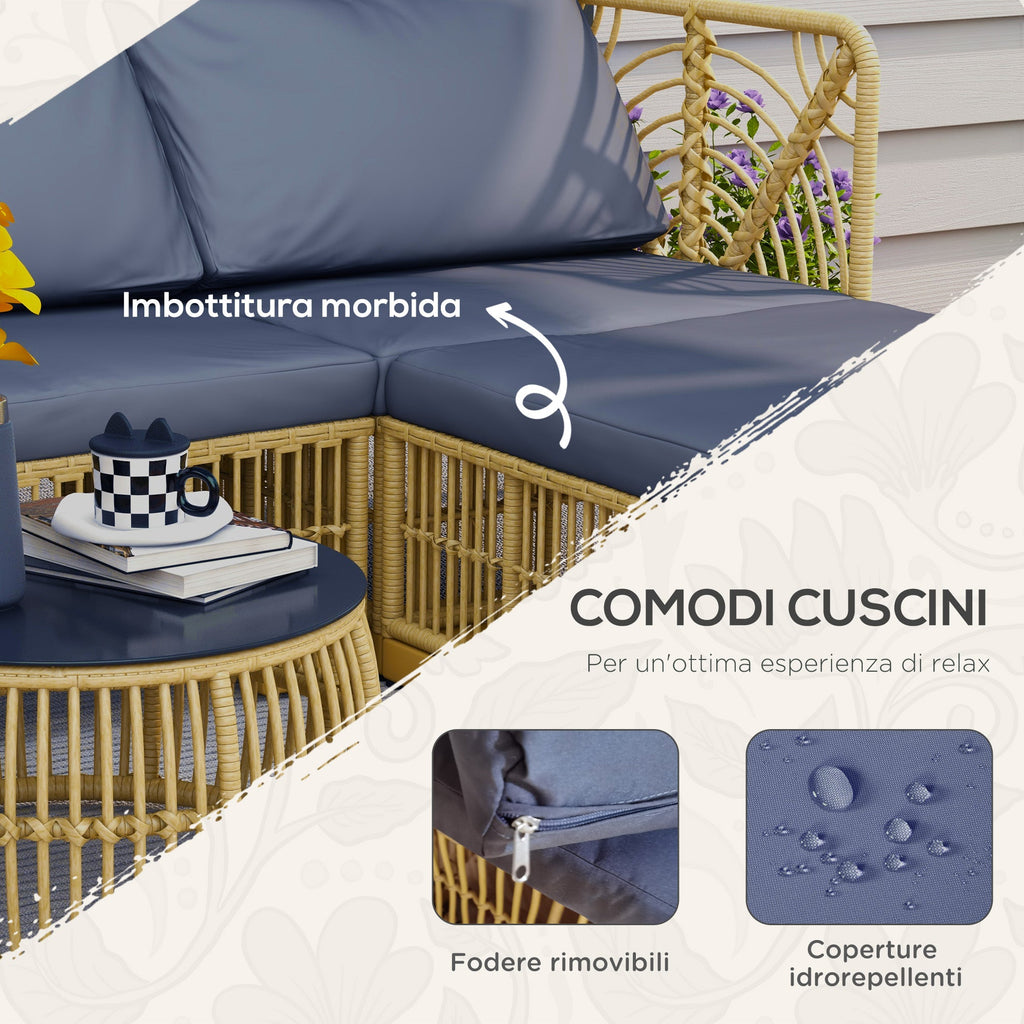 EasyComfort Tuinloungeset 5-delig rattan, grijs