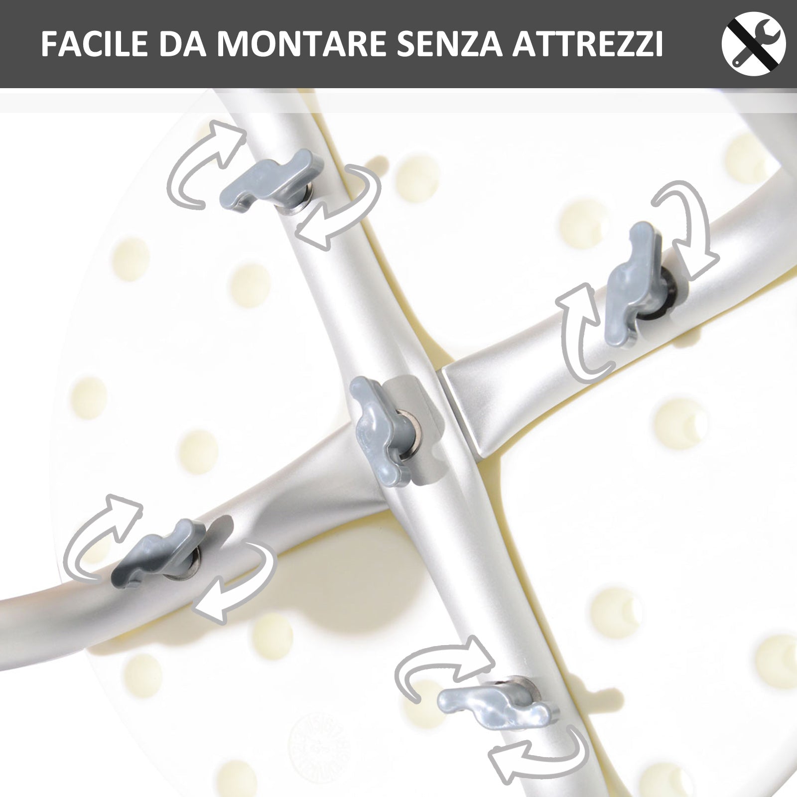Easycomfort Sgabello da Doccia per Anziani with Ausilio Rotondo, Sedia da Bagno per Disabili with Altezza Regolabile 8 Posizioni, Piedini Antiscivolo, in Alluminio e PE, white