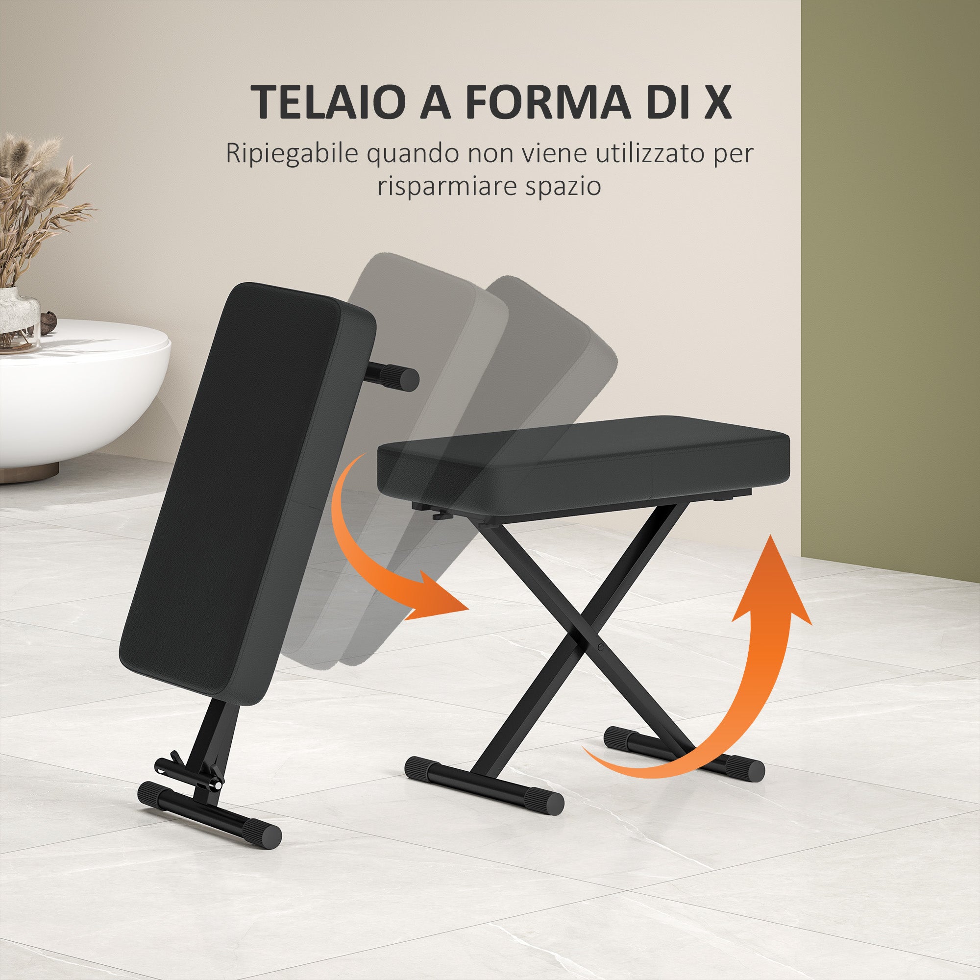 EasyComfort Sgabello pianokruk verstelbaar 53–63 cm, vouwbaar